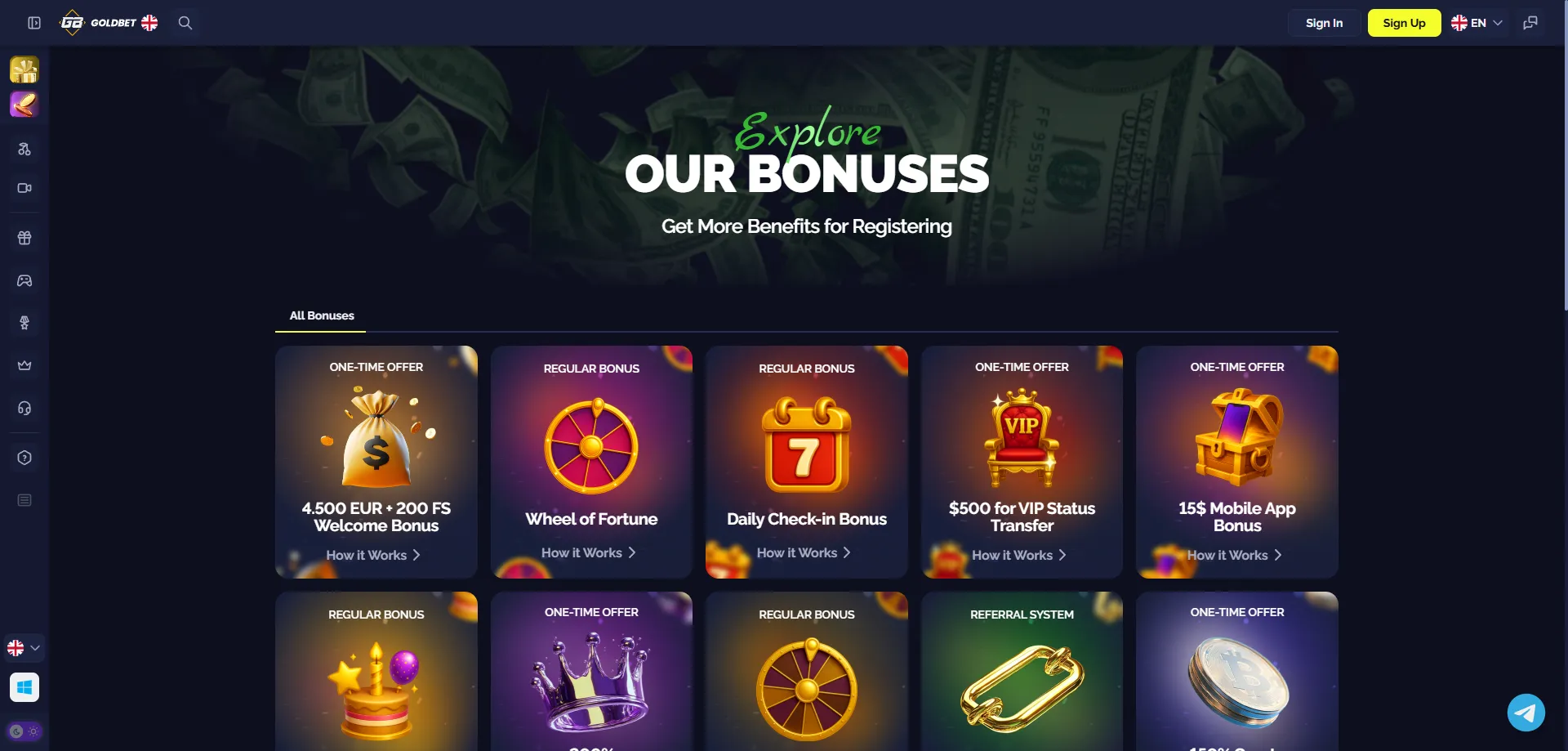 Goldbet.io bonus benvenuto 200 free spins codice promo BONUS200BETS